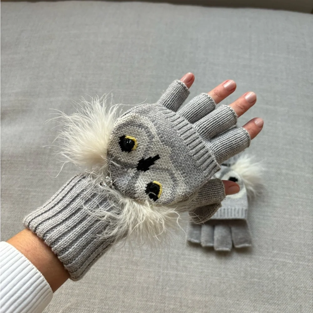 Fingerless-Mitten Kate Spade Owl Winter Gloves